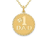 14K Yellow Gold  #1 DAD Disc Charm Pendant Necklace with Chain